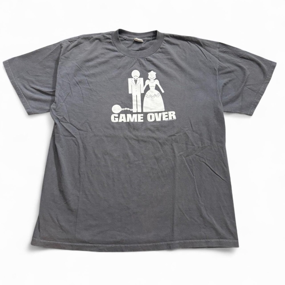 Game Over Funny Marriage T-Shirt Size XL Y2K 2000s Retro Vintage Skate Comedy